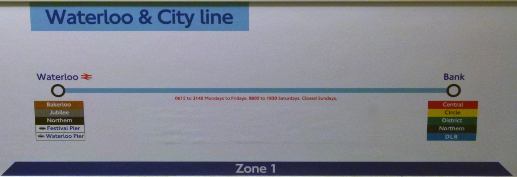 mapa del metro de londres. Línea waterloo and city