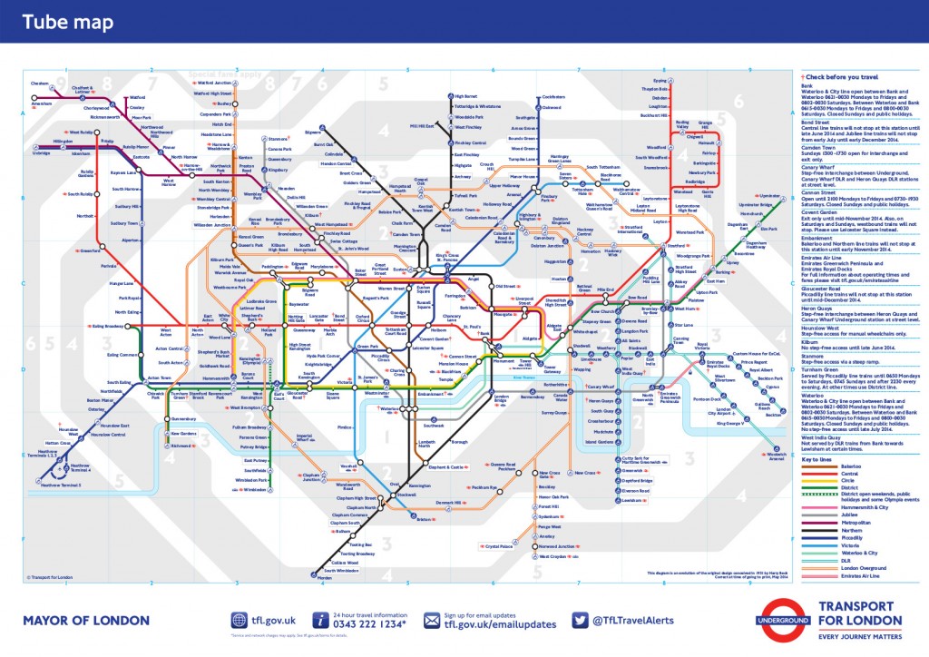 Carte standard du métro de Londres (2014) Carte standard du métro de Londres